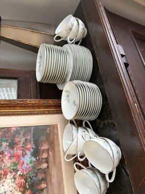 Classic vintage  White Floral Porcelain Set - 47 pieces "Sylvia" Japan